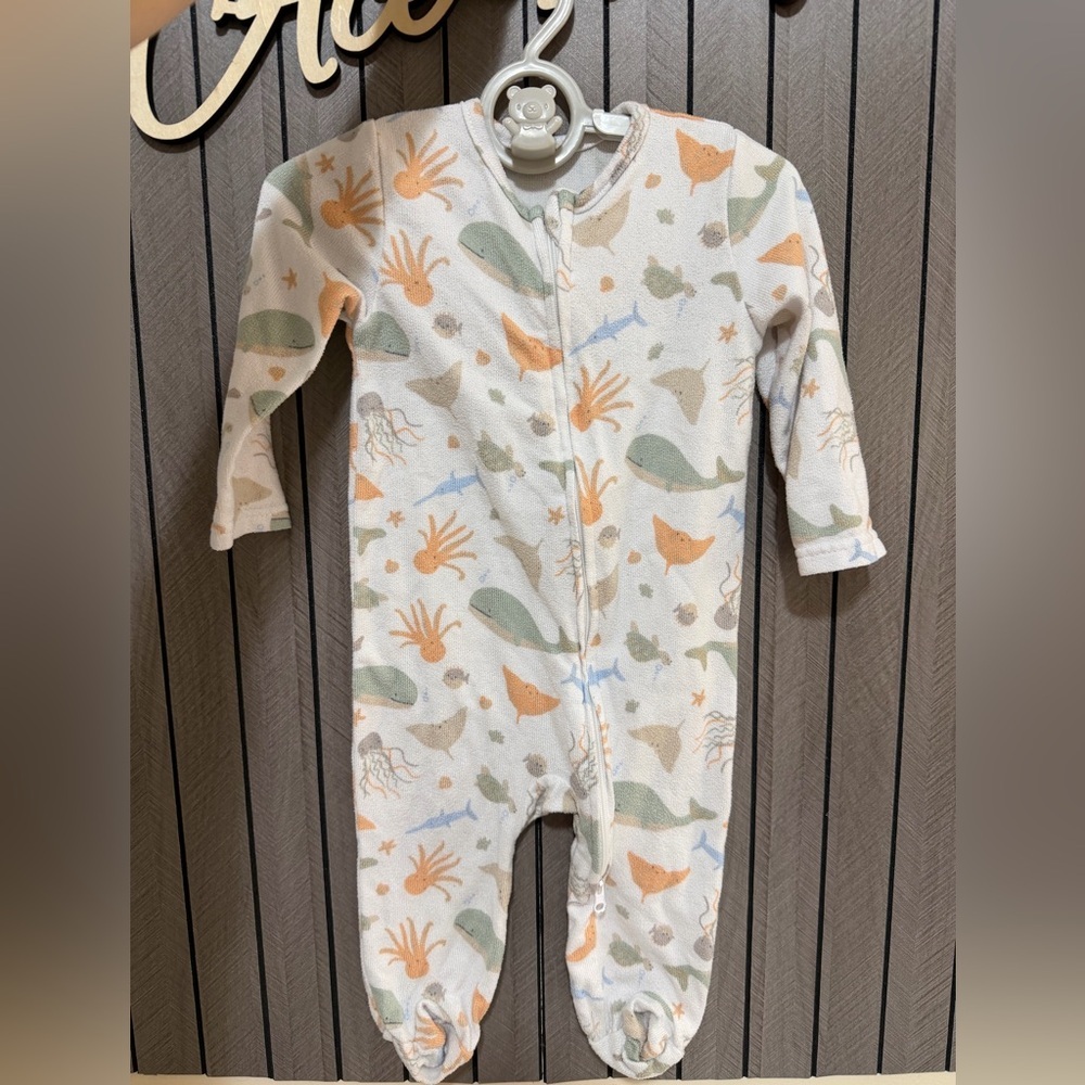 ❤️ BUNDLE 4/$20 Liam & James Ocean Friends Kids Footie Pajamas 3-6M